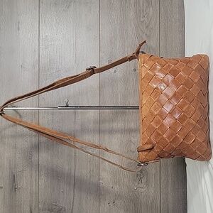 Vilenca Holland for Anthropologie Brown Woven Leather Crossbody Shoulder Bag